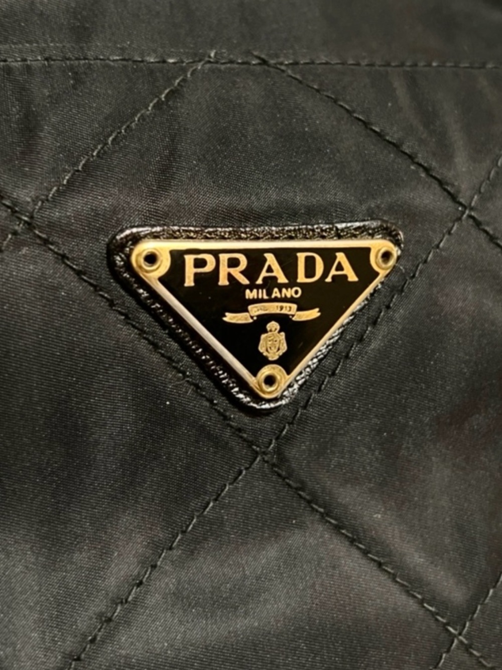 PradaBlack Quilted Nylon Shoulder Bag with Gold Chain Handles!⭐️Open to Offers - Picture 3 of 14
